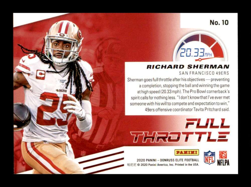 Load image into Gallery viewer, 2020 Donruss Elite Full Throttle Green Richard Sherman #10 Image 2
