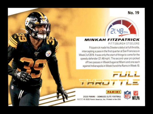 2020 Donruss Elite Full Throttle Green Minkah Fitzpatrick 