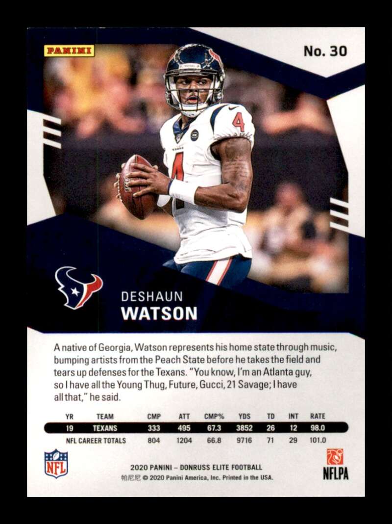 Load image into Gallery viewer, 2020 Donruss Elite Deshaun Watson #30 Image 2
