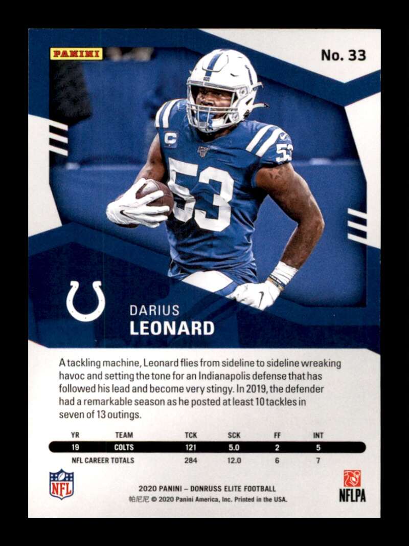 Load image into Gallery viewer, 2020 Donruss Elite Pink Darius Leonard #33 Image 2
