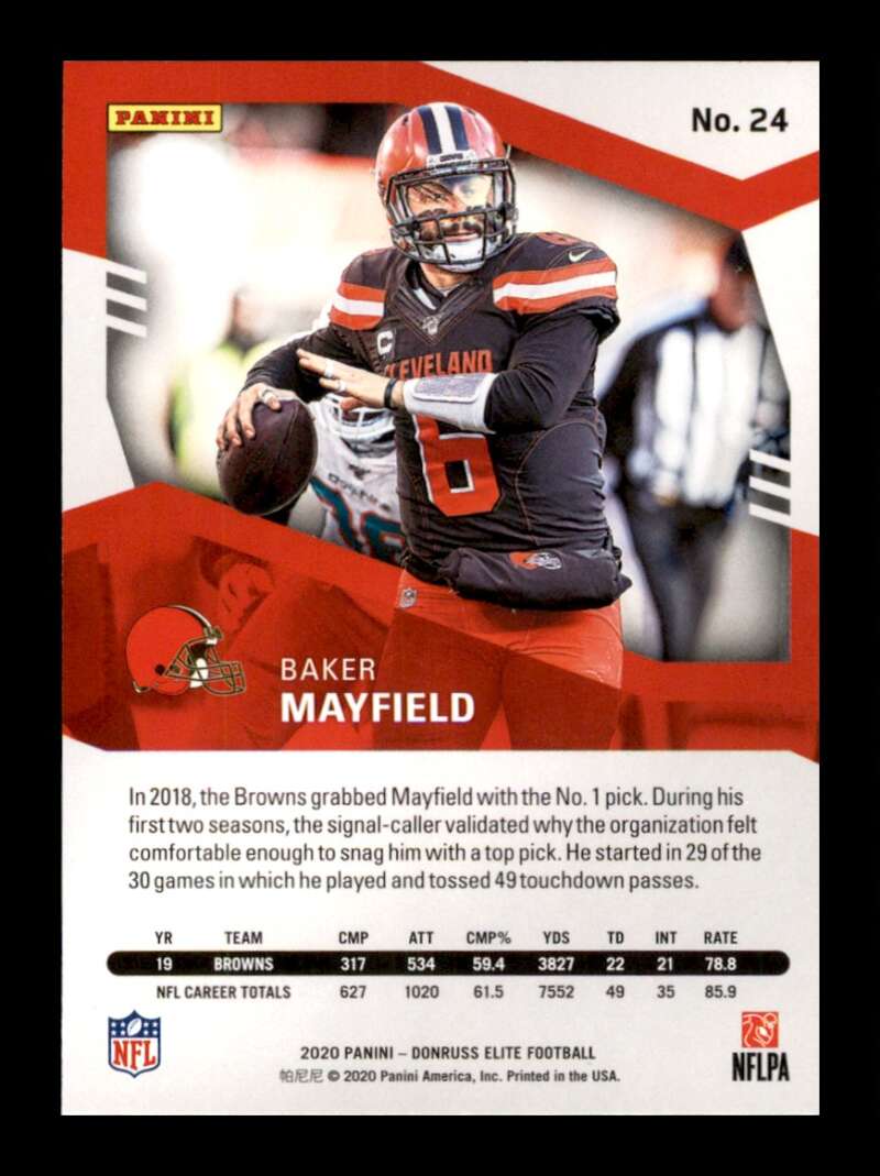 Load image into Gallery viewer, 2020 Donruss Elite Pink Baker Mayfield #24 Image 2
