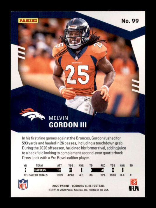 2020 Donruss Elite Pink Melvin Gordon III 