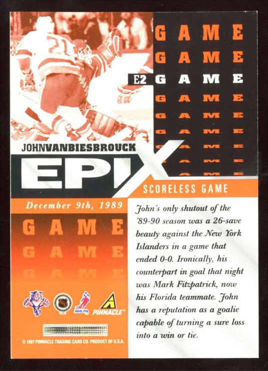 1997-98 Pinnacle Epix Orange John Vanbiesbrouck 