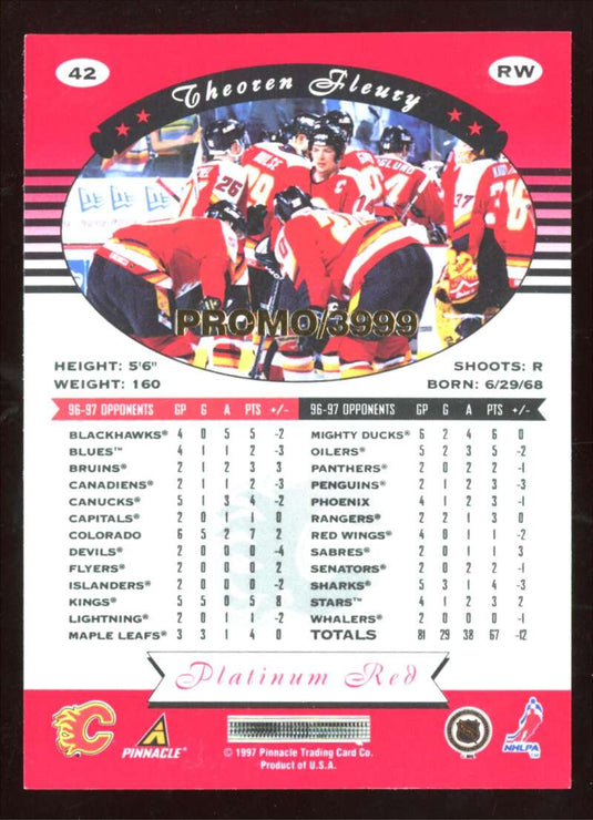 1997-98 Pinnacle Totally Certified Platinum Red Promo Theoren Fleury 