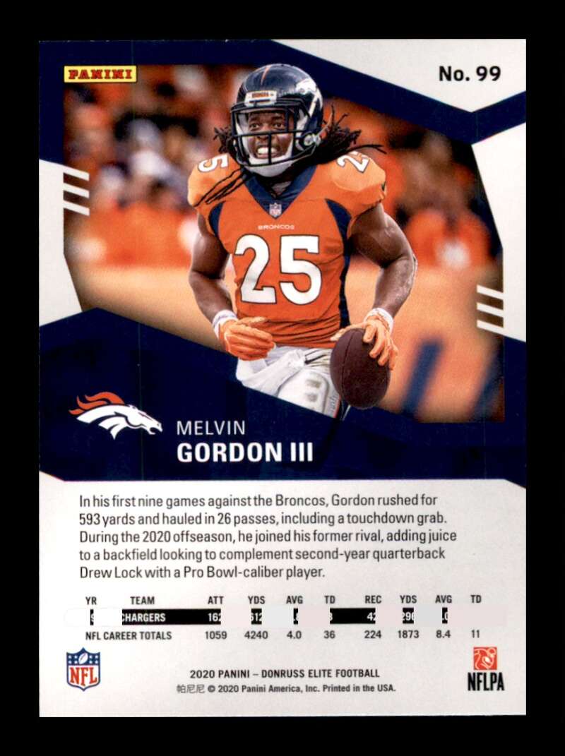 Load image into Gallery viewer, 2020 Donruss Elite Pink Melvin Gordon III #99 Image 2
