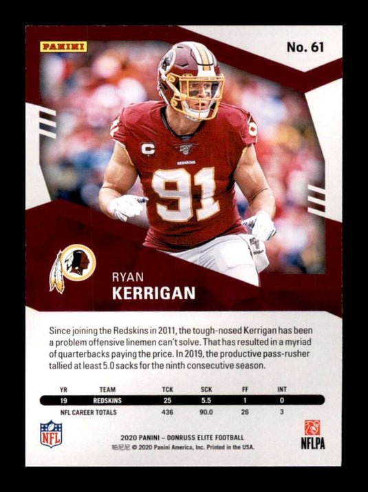 2020 Donruss Elite Pink Ryan Kerrigan 