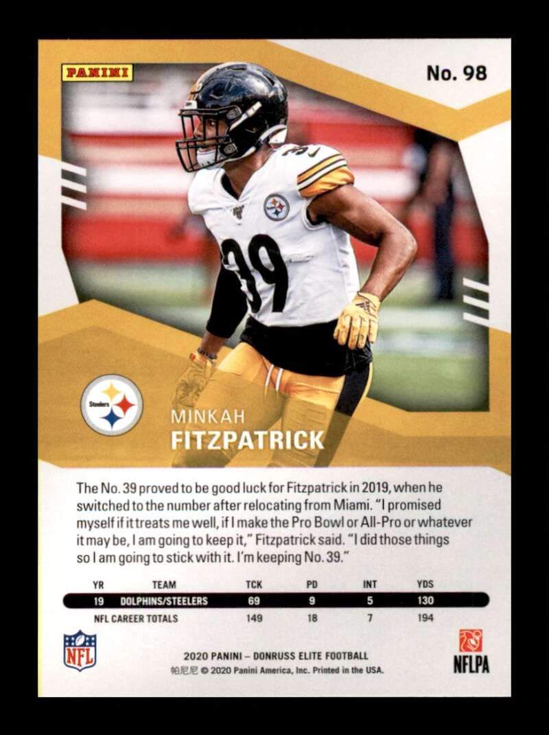 Load image into Gallery viewer, 2020 Donruss Elite Pink Minkah Fitzpatrick #98 Image 2
