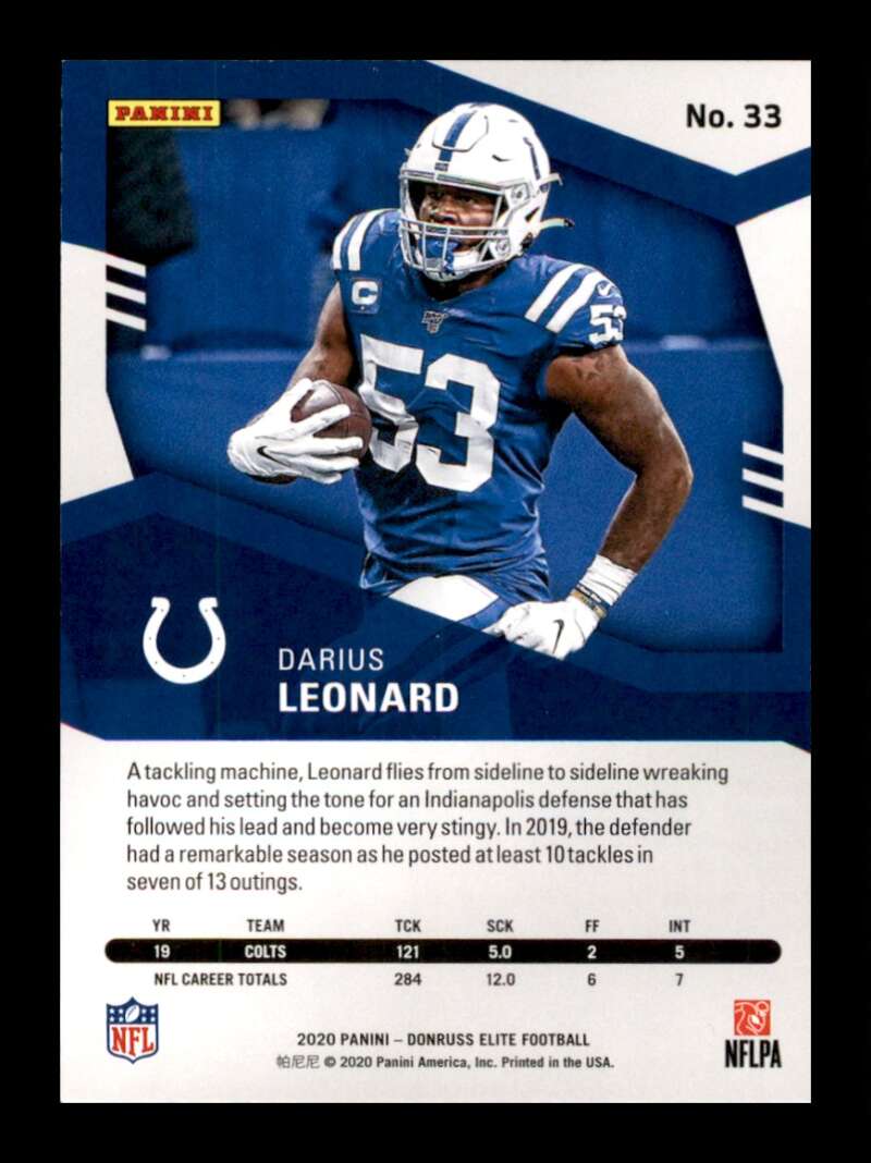 Load image into Gallery viewer, 2020 Donruss Elite Pink Darius Leonard #33 Image 2
