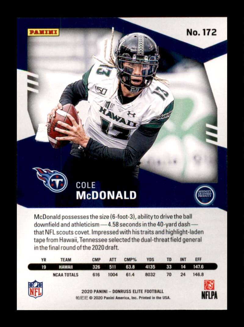 Load image into Gallery viewer, 2020 Donruss Elite Green Cole McDonald #172 Rookie RC Image 2
