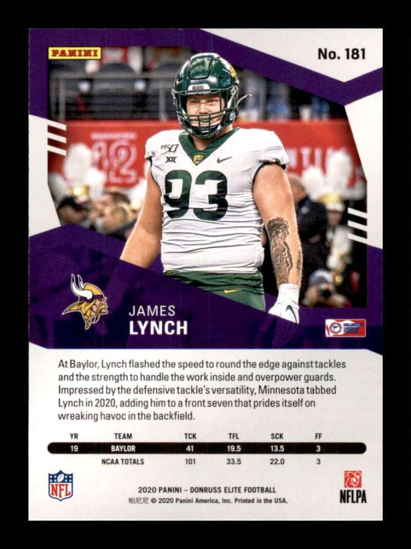 Load image into Gallery viewer, 2020 Donruss Elite Green James Lynch #181 Rookie RC Image 2
