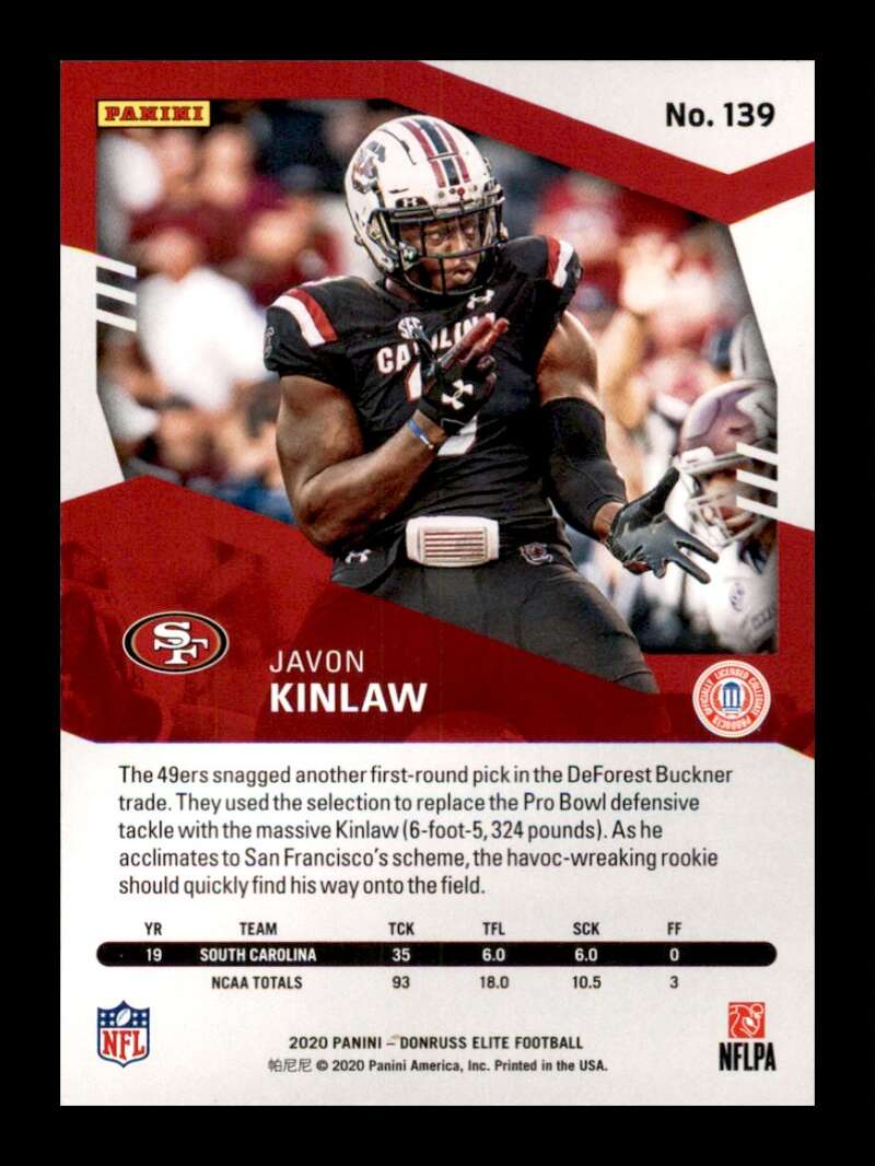 Load image into Gallery viewer, 2020 Donruss Elite Green Javon Kinlaw #139 Rookie RC Image 2
