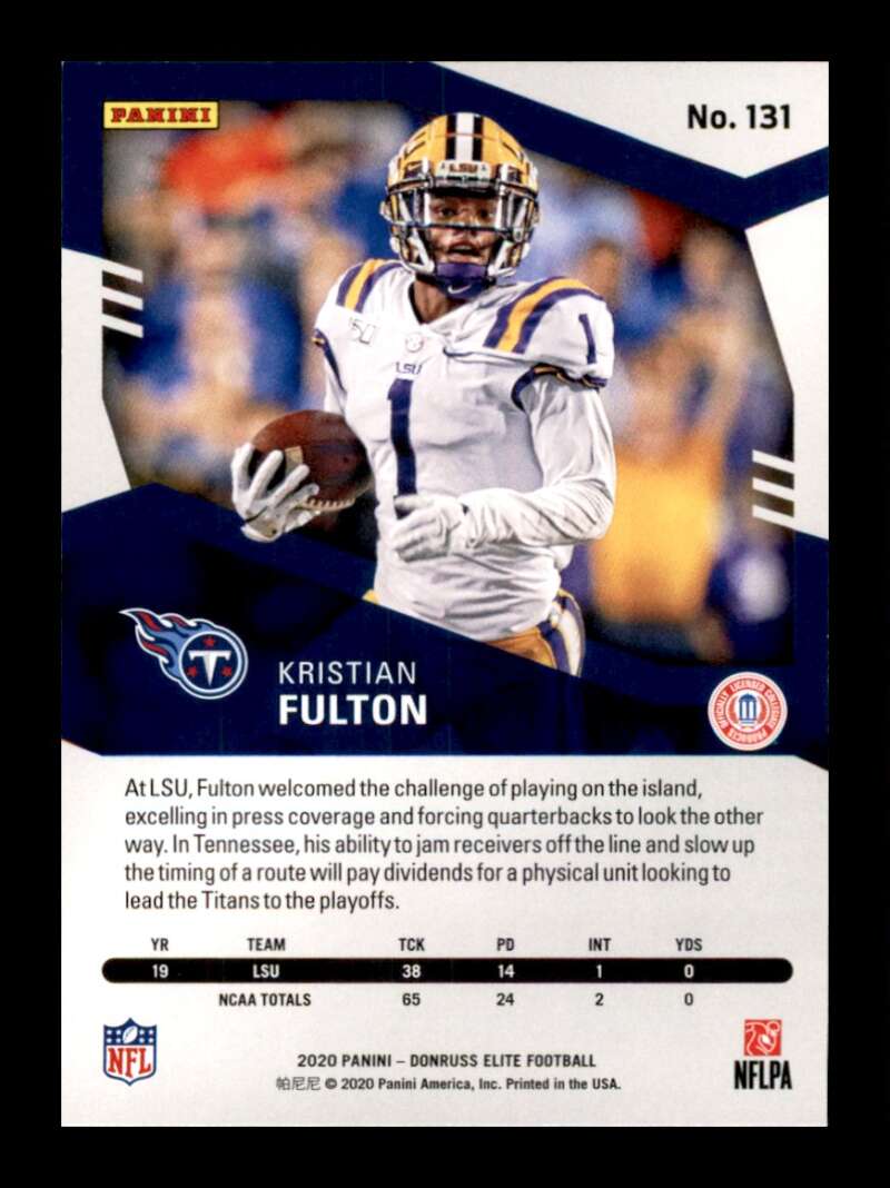 Load image into Gallery viewer, 2020 Donruss Elite Green Kristian Fulton #131 Rookie RC Image 2
