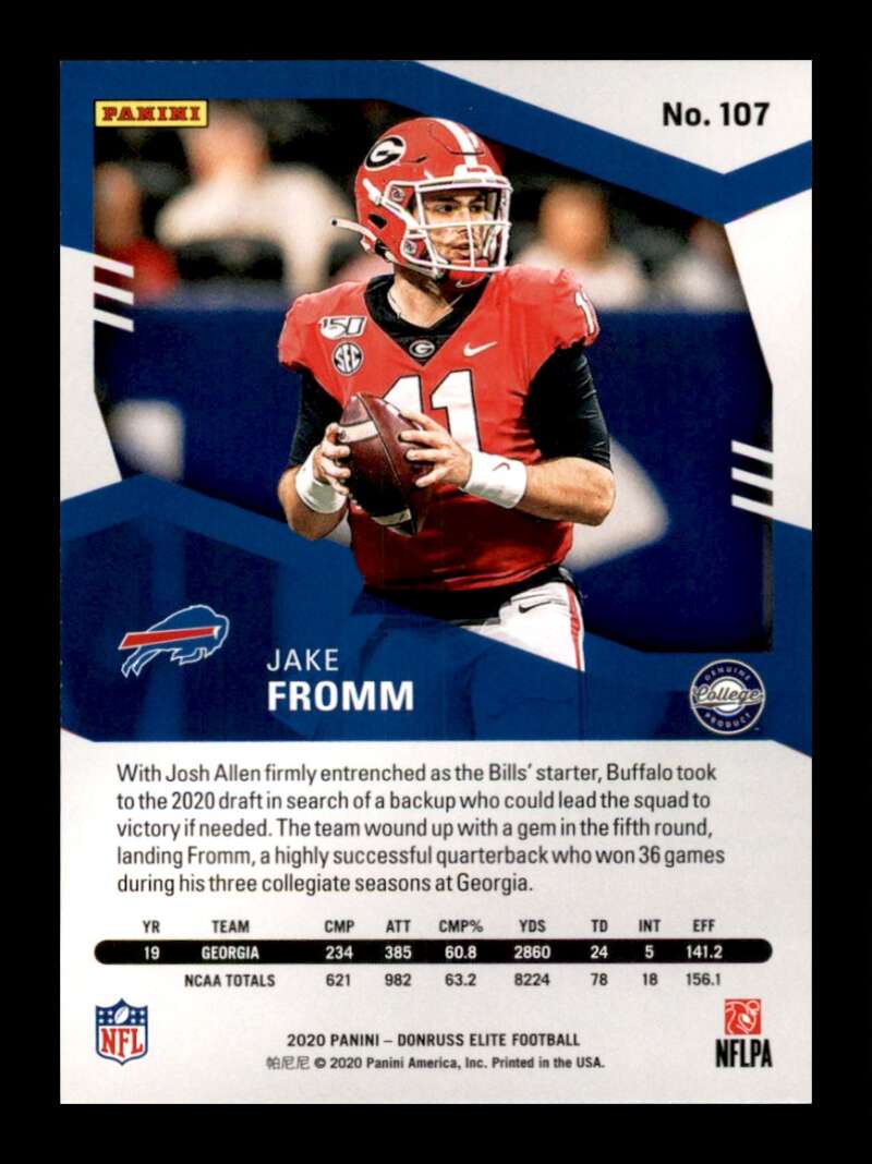 Load image into Gallery viewer, 2020 Donruss Elite Green Jake Fromm #107 Rookie RC Image 2
