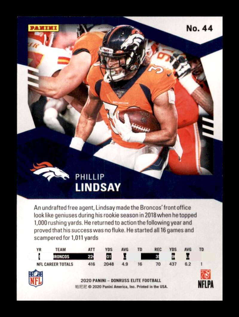 Load image into Gallery viewer, 2020 Donruss Elite Green Phillip Lindsay #44 Image 2
