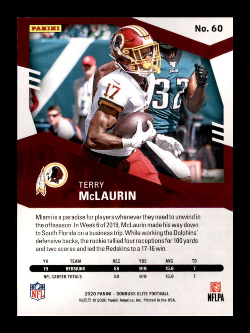 Load image into Gallery viewer, 2020 Donruss Elite Green Terry McLaurin #60 Image 2
