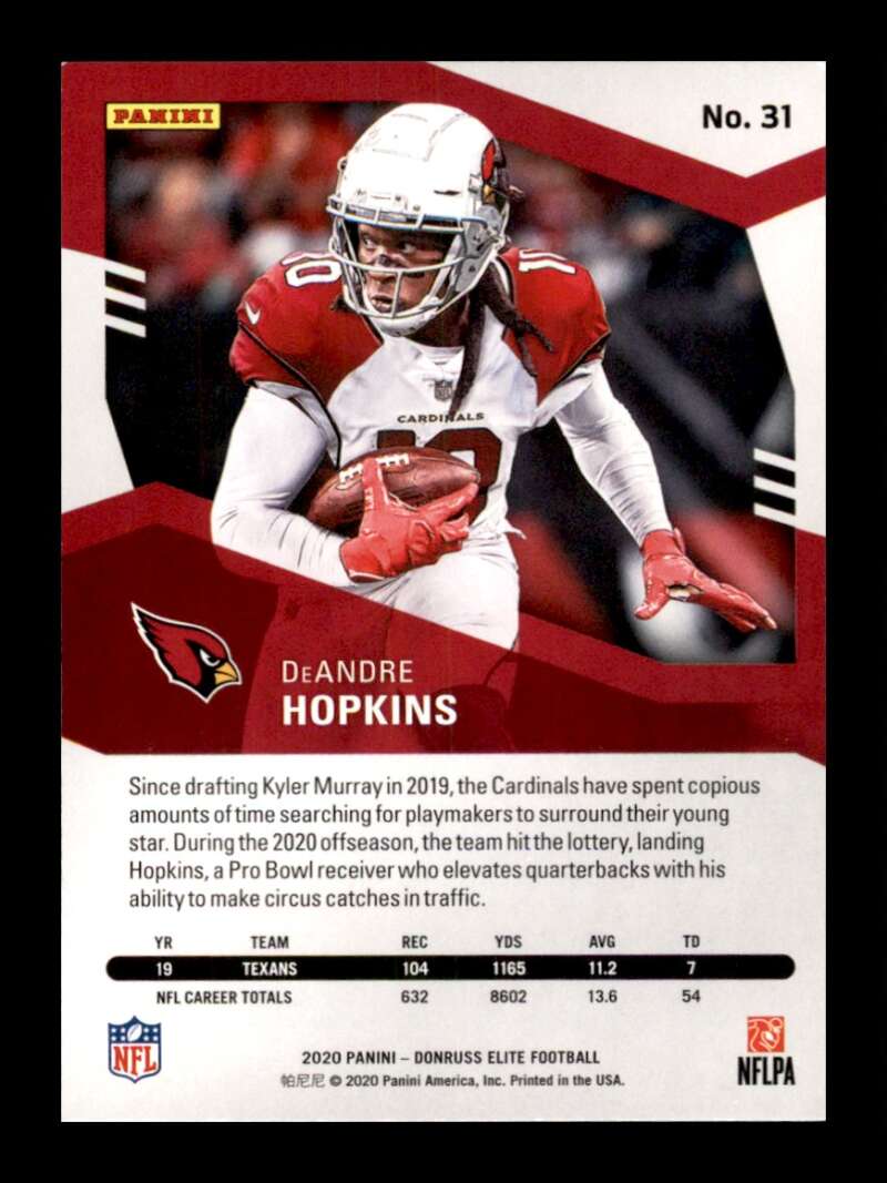 Load image into Gallery viewer, 2020 Donruss Elite Green DeAndre Hopkins #31 Image 2
