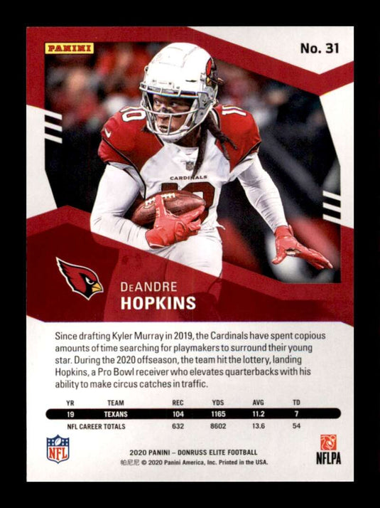 2020 Donruss Elite Green DeAndre Hopkins 