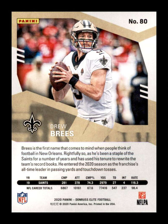 2020 Donruss Elite Green Drew Brees