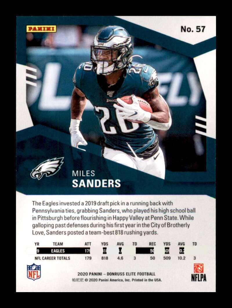 Load image into Gallery viewer, 2020 Donruss Elite Green Miles Sanders #57 Image 2
