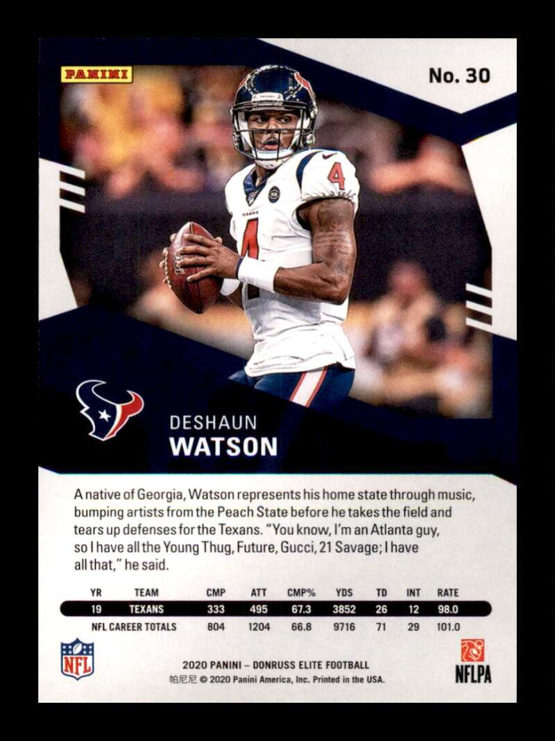 Load image into Gallery viewer, 2020 Donruss Elite Green Deshaun Watson #30 Image 2
