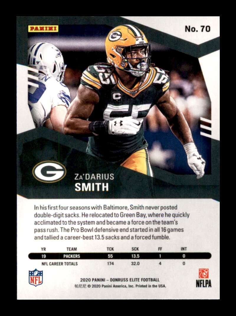 Load image into Gallery viewer, 2020 Donruss Elite Green Za&#39;Darius Smith #70 Image 2
