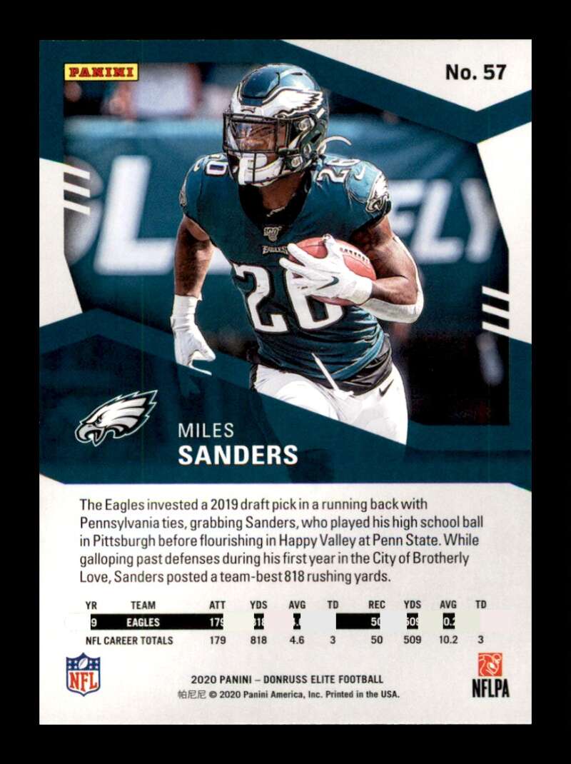 Load image into Gallery viewer, 2020 Donruss Elite Green Miles Sanders #57 Image 2
