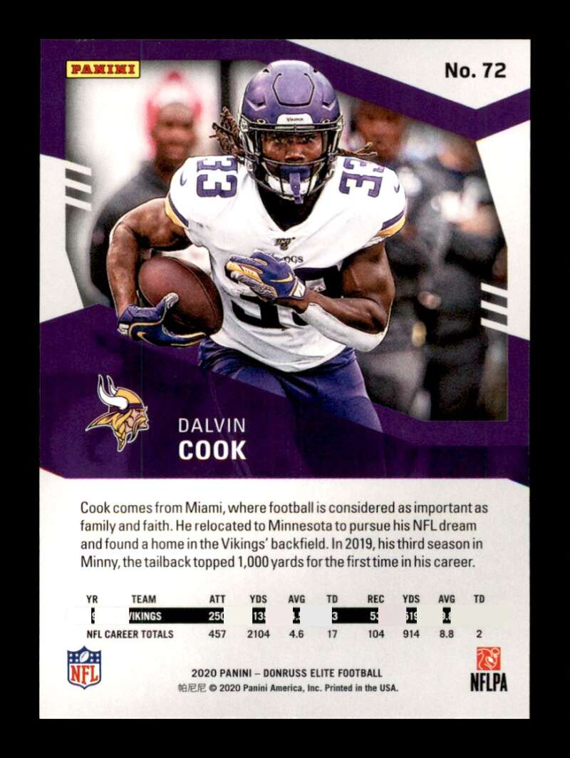 Load image into Gallery viewer, 2020 Donruss Elite Green Dalvin Cook #72 Image 2
