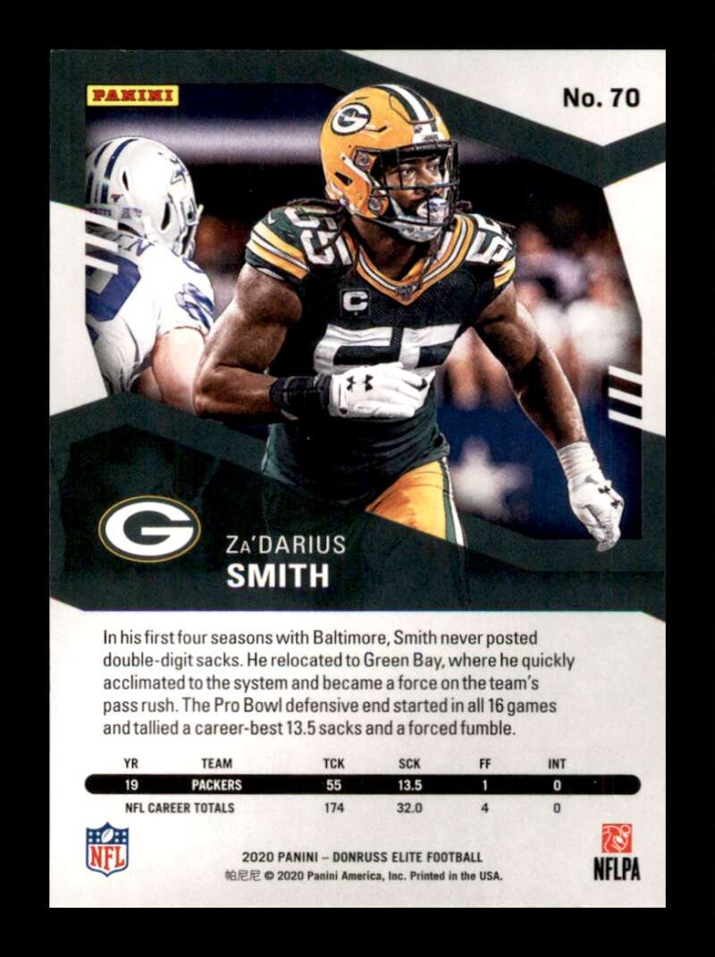 Load image into Gallery viewer, 2020 Donruss Elite Green Za&#39;Darius Smith #70 Image 2
