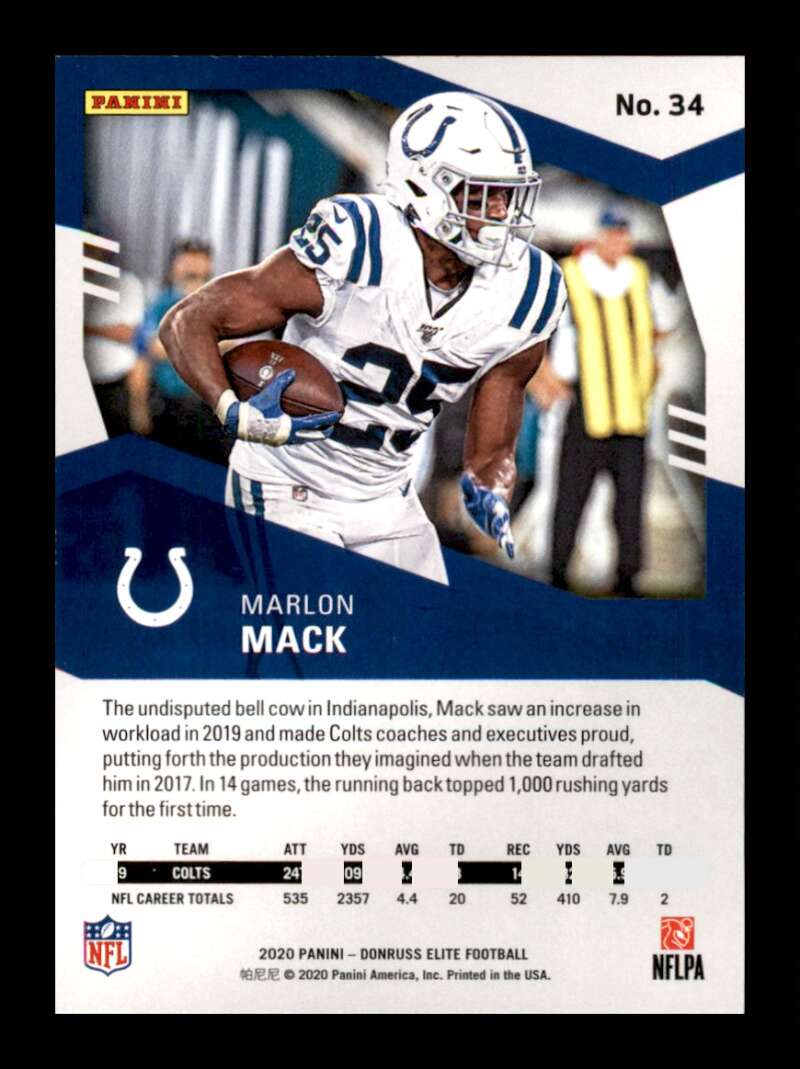 Load image into Gallery viewer, 2020 Donruss Elite Green Marlon Mack #34 Image 2
