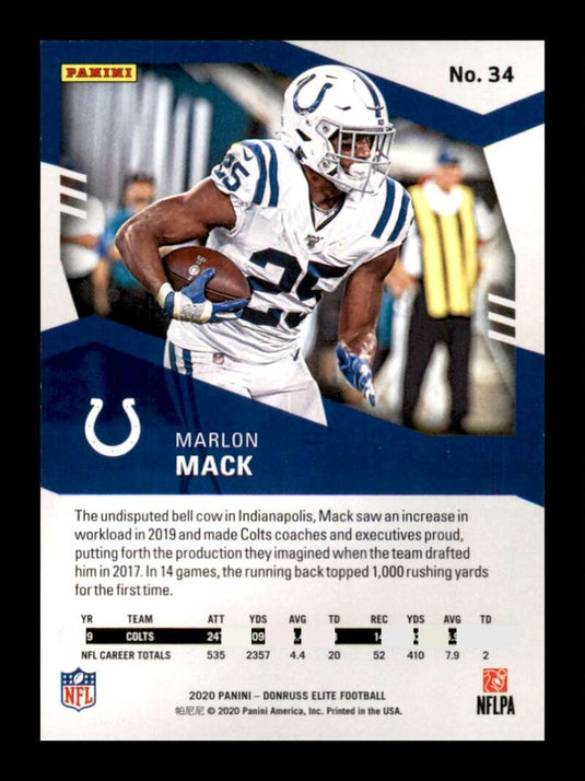 2020 Donruss Elite Green Marlon Mack 