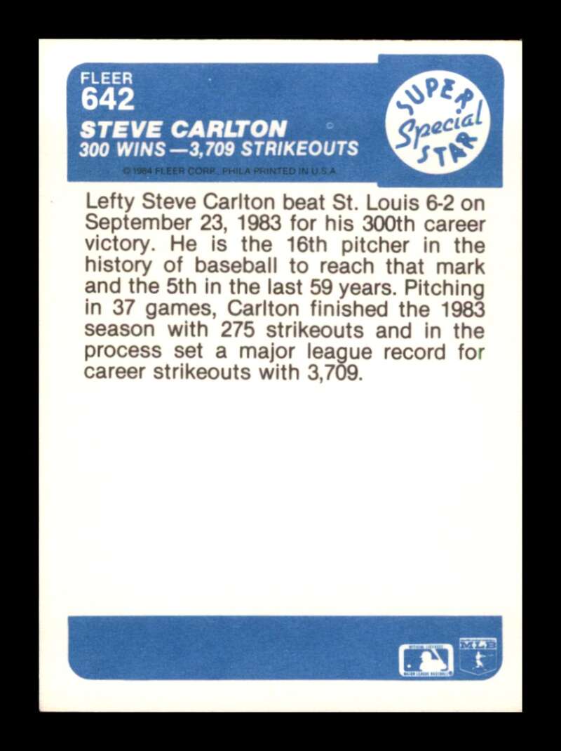 Load image into Gallery viewer, 1984 Fleer Steve Carlton #642 Philadelphia Phillies Image 2
