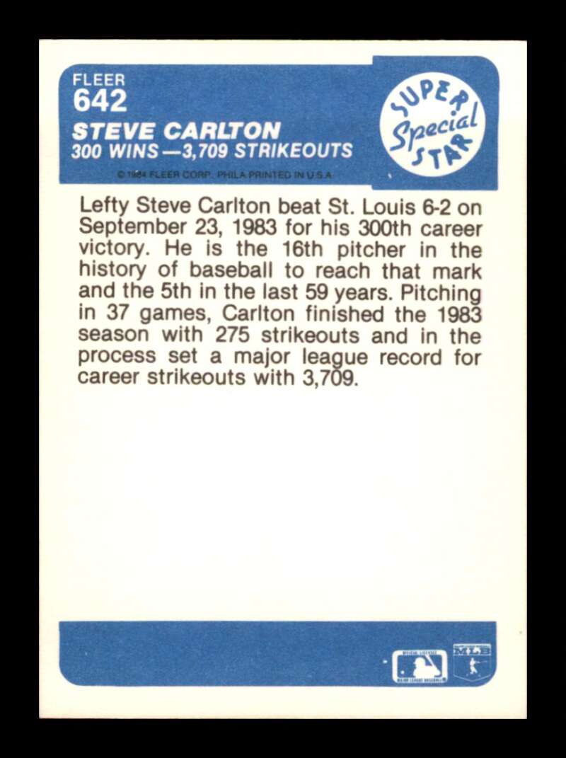 Load image into Gallery viewer, 1984 Fleer Steve Carlton #642 Philadelphia Phillies Image 2
