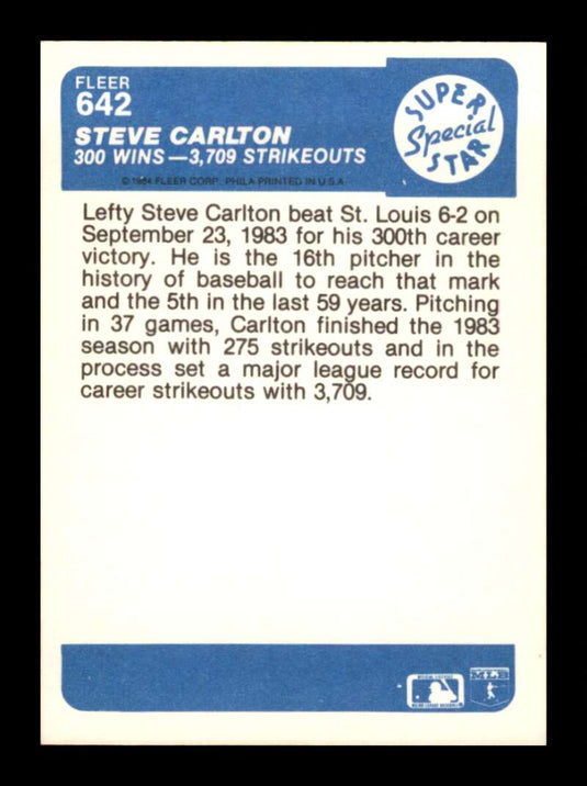 1984 Fleer Steve Carlton 