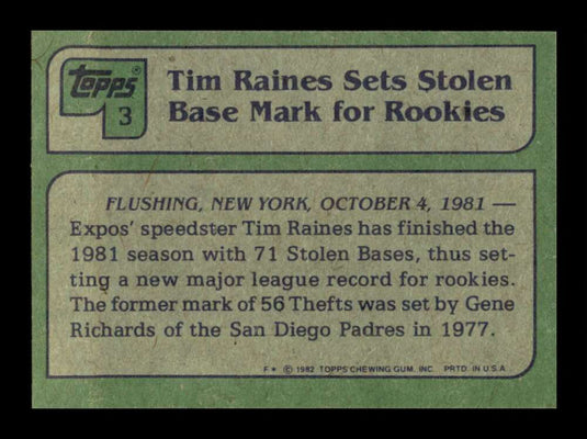 1982 Topps Tim Raines 