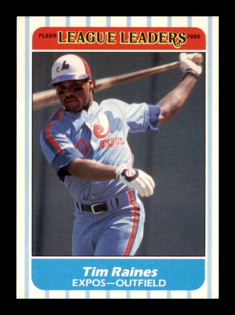 Load image into Gallery viewer, 1986 Fleer League Leaders Tim Raines #33 Montreal Expos Image 1
