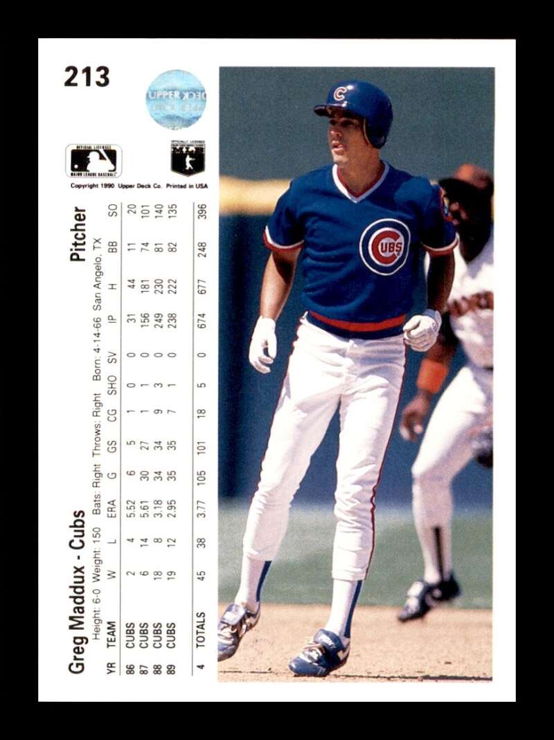 Load image into Gallery viewer, 1990 Upper Deck Greg Maddux #213 Chicago Cubs Image 2
