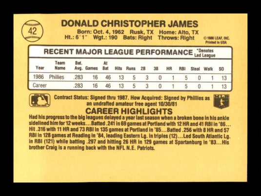 1987 Donruss Chris James