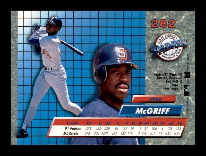 Load image into Gallery viewer, 1992 Fleer Ultra Fred McGriff #282 San Diego Padres Image 2
