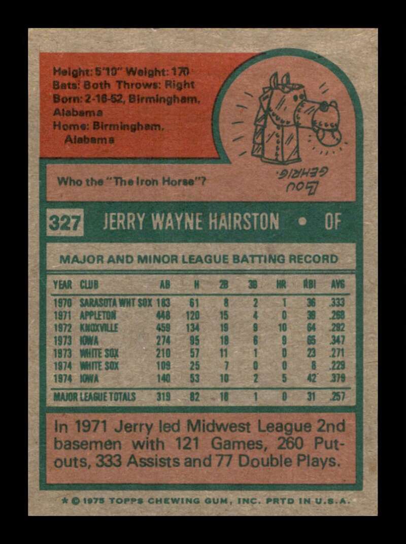 Load image into Gallery viewer, 1975 Topps Jerry Hairston #327 Set Break Chicago White Sox Image 2
