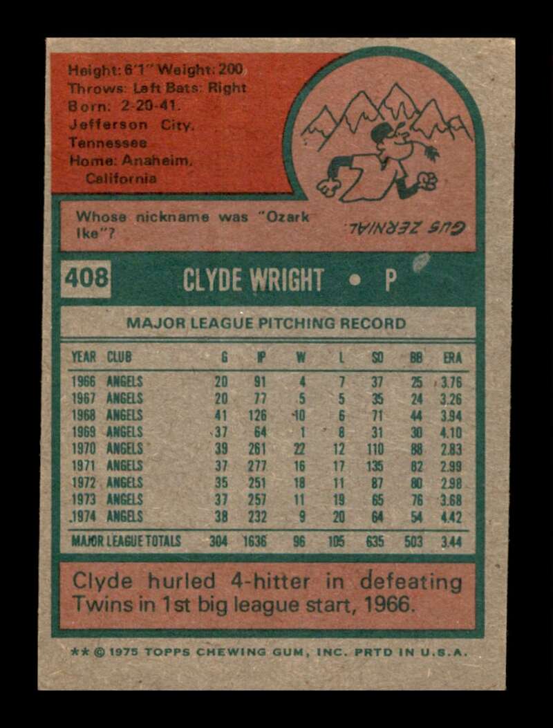 Load image into Gallery viewer, 1975 Topps Clyde Wright #408 Set Break Milwaukee Brewers Image 2
