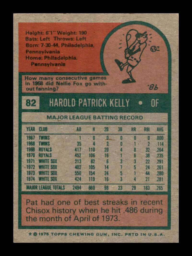 Load image into Gallery viewer, 1975 Topps Pat Kelly #82 Set Break Chicago White Sox Image 2
