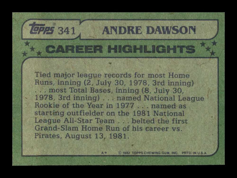 Load image into Gallery viewer, 1982 Topps Andre Dawson #341 Montreal Expos Image 2
