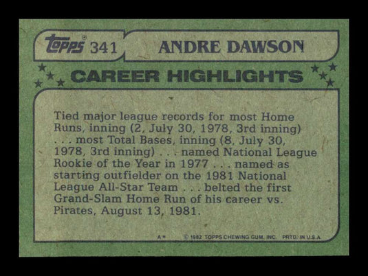 1982 Topps Andre Dawson 