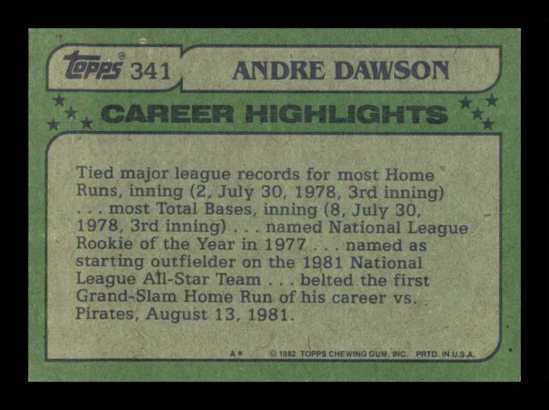 Load image into Gallery viewer, 1982 Topps Andre Dawson #341 Montreal Expos Image 2
