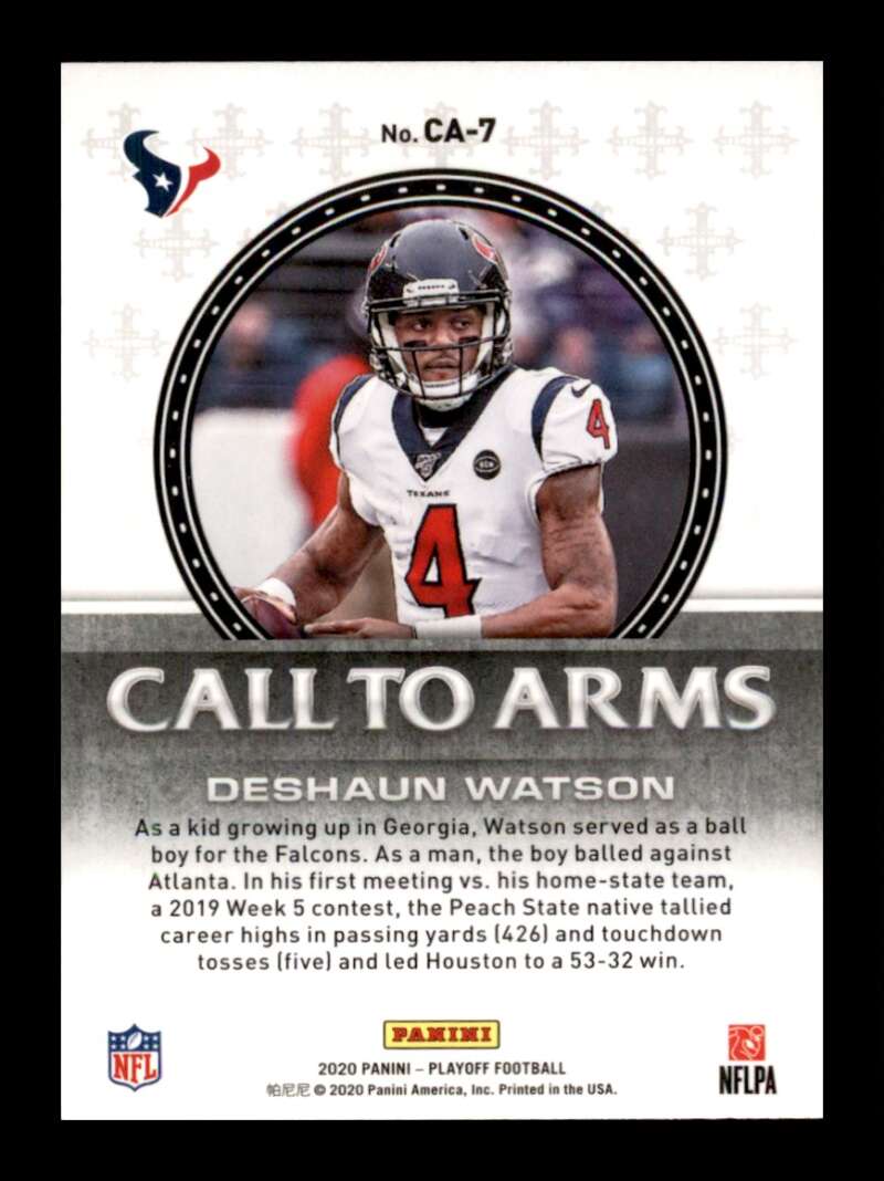 Load image into Gallery viewer, 2020 Panini Playoff Call to Arms Silver Deshaun Watson #CA-7 Houston Texans Image 2
