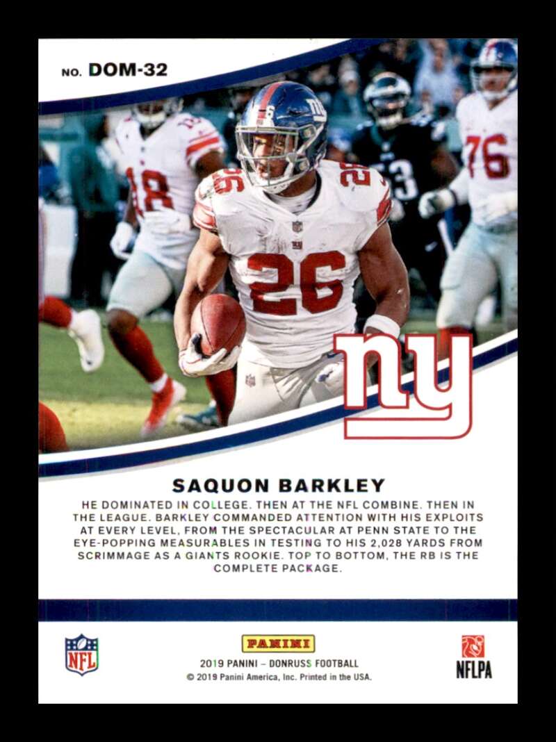 Load image into Gallery viewer, 2019 Donruss Dominators Saquon Barkley #DOM-32 New York Giants Image 2
