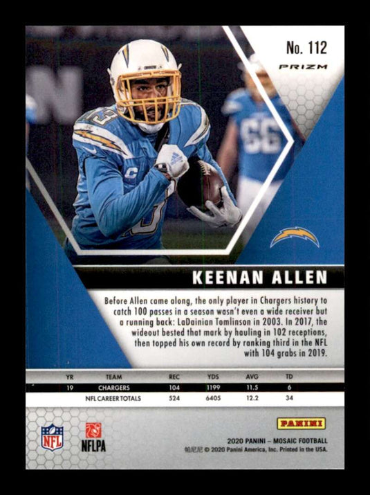 2020 Panini Mosaic Pink Camo Prizm Keenan Allen 