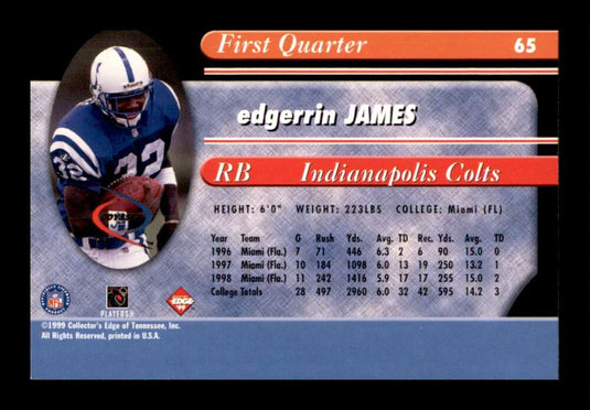 1999 Collector's Edge Odyssey Edgerrin James 