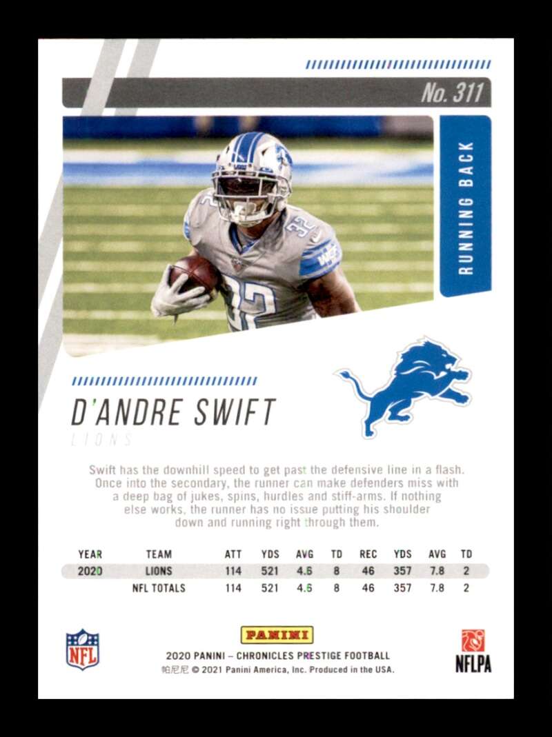 Load image into Gallery viewer, 2020 Panini Chronicles Prestige Rookies Update D&#39;Andre Swift #311 Rookie RC Detr Image 2
