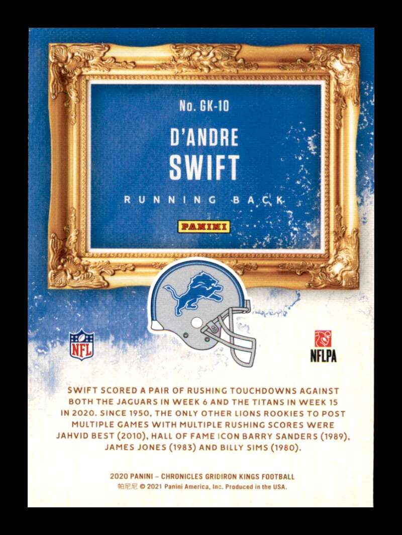 Load image into Gallery viewer, 2020 Panini Chronicles Gridiron Kings D&#39;Andre Swift #GK-10 Rookie RC Lions Image 2
